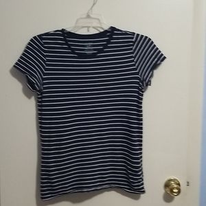 Gap S Striped Navy Blue And White Vintage Wash Tee